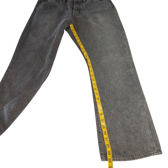 Express Mens Button Fly Denim Jeans Bootcut Washed Black Medium Rise Sz 36Wx30L - Picture 11 of 13